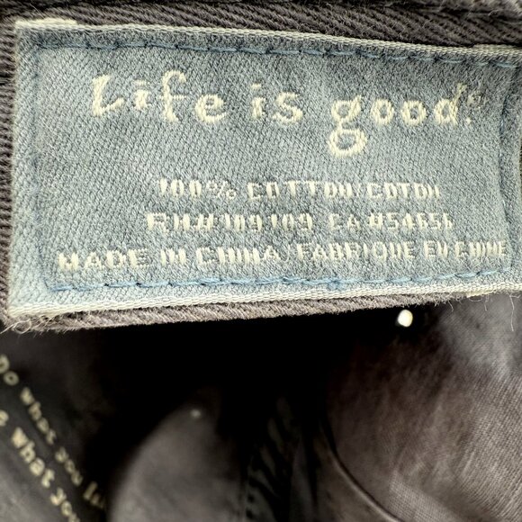 LIFE IS GOOD Gray Washed Flag Patch Cap — Vintage Look Strap back Hat Distressed - Picture 8 of 12